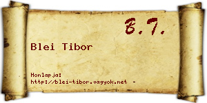 Blei Tibor névjegykártya